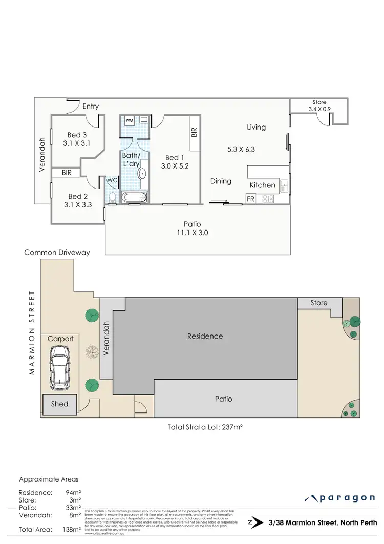 Floorplan of Homely unit listing, 3/38 Marmion Street, North Perth WA 6006