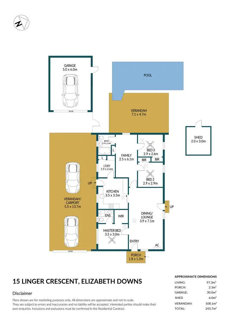 Floorplan of Homely house listing, 15 Linger Crescent, Elizabeth Downs SA 5113