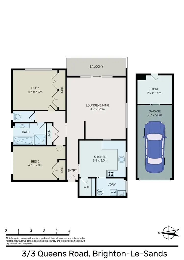 Floorplan of Homely apartment listing, 3/3 Queens Road, Brighton Le Sands NSW 2216