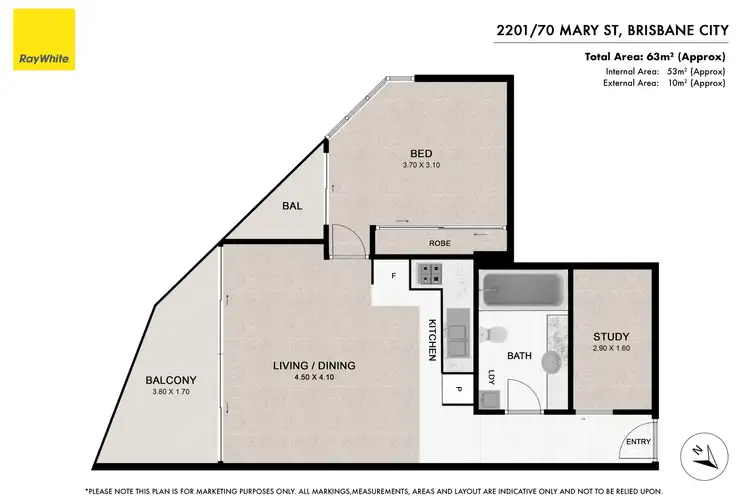 Floorplan of Homely apartment listing, 2201/70 Mary Street, Brisbane City QLD 4000