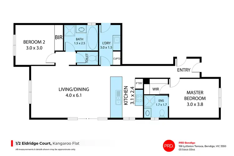 Floorplan of Homely house listing, 1/2 Eldridge Court, Kangaroo Flat VIC 3555