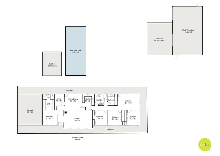 Floorplan of Homely rural property listing, 51 North Road, Benalla VIC 3672
