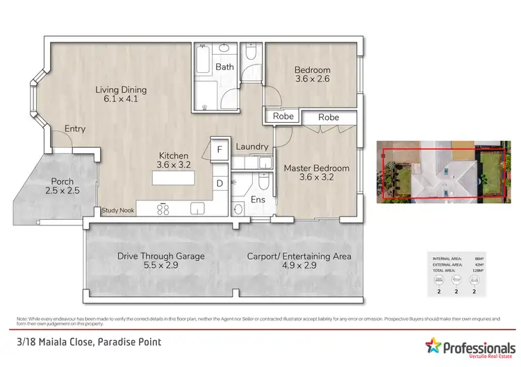 Floorplan of Homely semi-detached listing, 3/18 Maiala Close, Paradise Point QLD 4216
