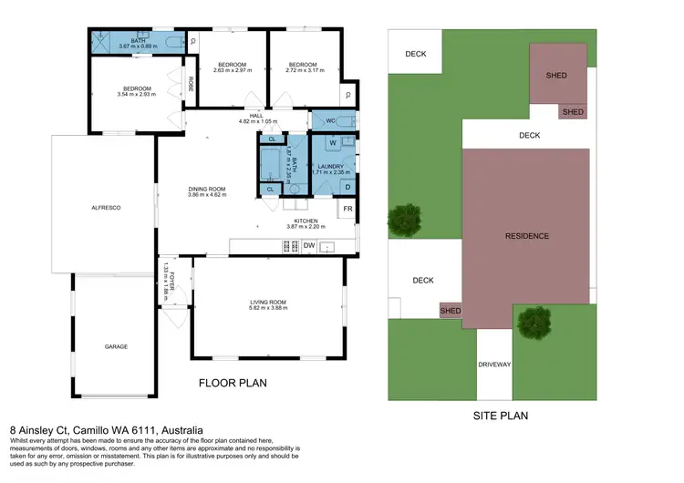 Floorplan of Homely house listing, 8 Ainsley Court, Camillo WA 6111