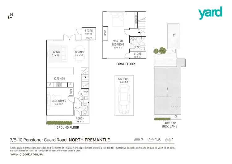 Floorplan of Homely townhouse listing, 7/10 Pensioner Guard Road, North Fremantle WA 6159