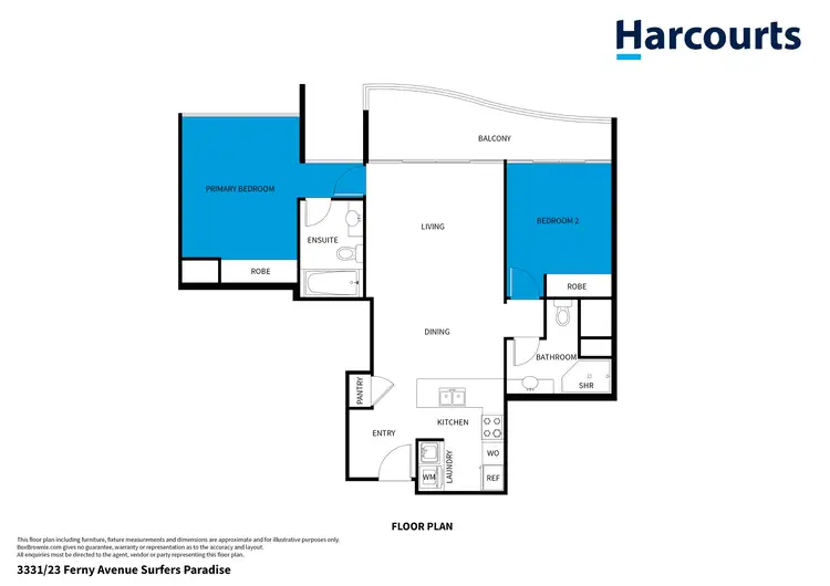 Floorplan of Homely apartment listing, 3331/23 Ferny Avenue, Surfers Paradise QLD 4217