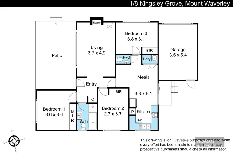 Floorplan of Homely unit listing, 1/8 Kingsley Grove, Mount Waverley VIC 3149