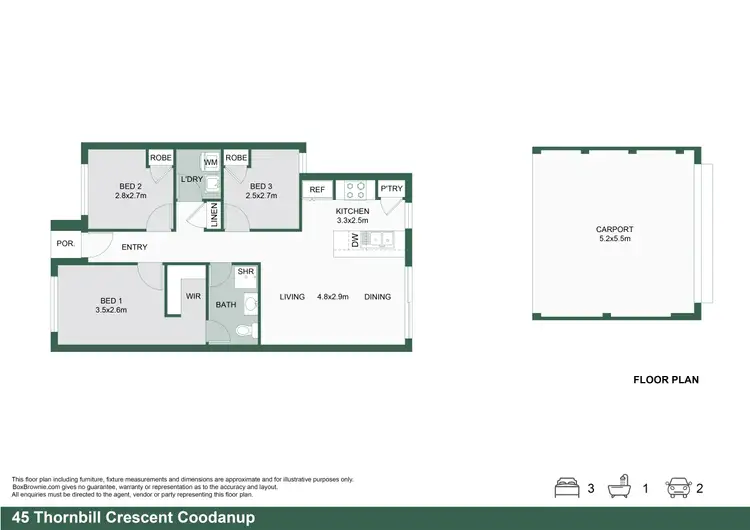 Floorplan of Homely house listing, 45 Thornbill Crescent, Coodanup WA 6210
