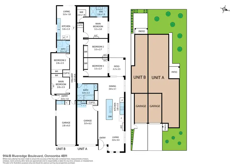 Floorplan of Homely semi-detached listing, 91A & B Riveredge Boulevard, Oonoonba QLD 4811