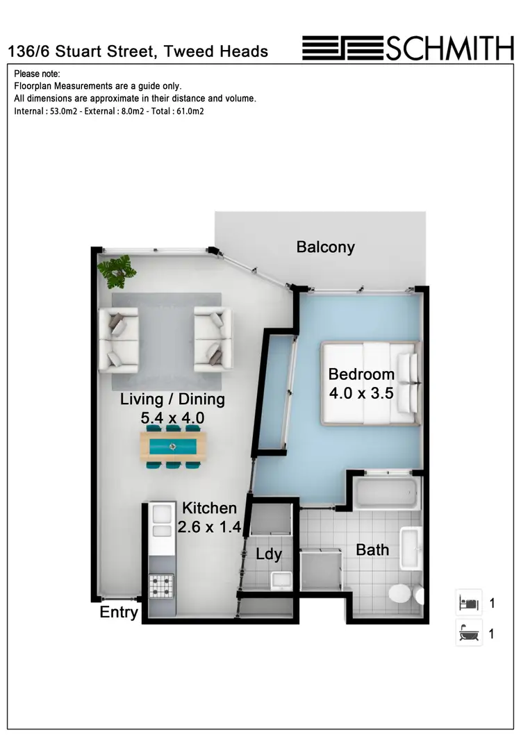Floorplan of Homely unit listing, 136/6 Stuart Street, Tweed Heads NSW 2485
