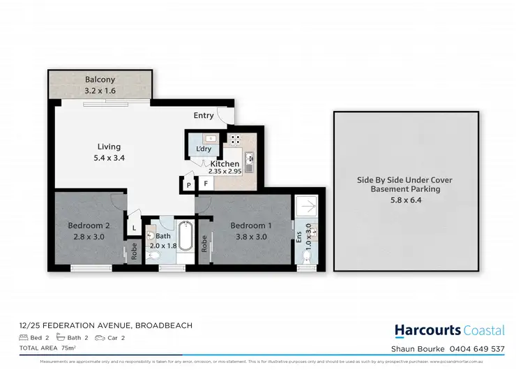 Floorplan of Homely apartment listing, 12/25 Federation Avenue, Broadbeach QLD 4218