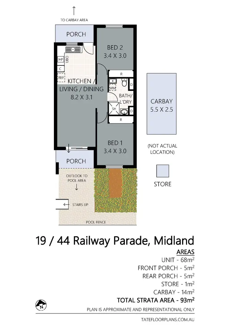 Floorplan of Homely unit listing, 19/44 Railway Parade, Midland WA 6056