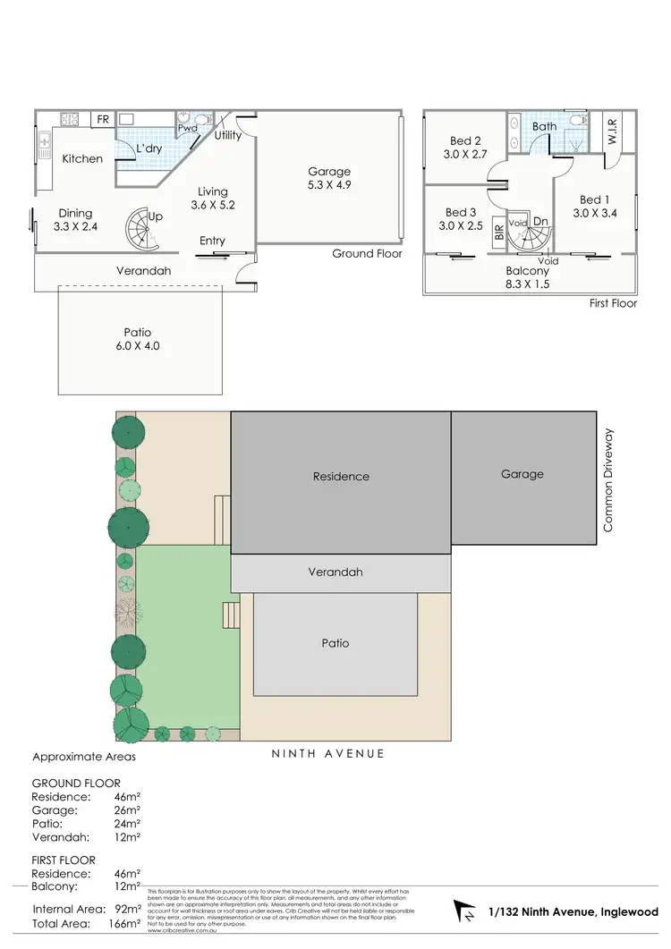 Floorplan of Homely townhouse listing, 1/132 Ninth Avenue, Inglewood WA 6052