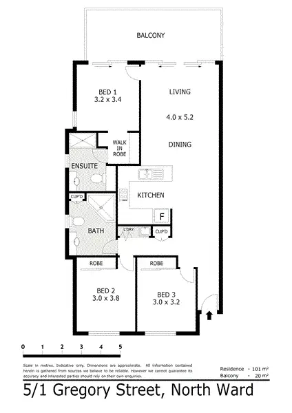 Floorplan of Homely unit listing, 5/1-7 Gregory Street, North Ward QLD 4810