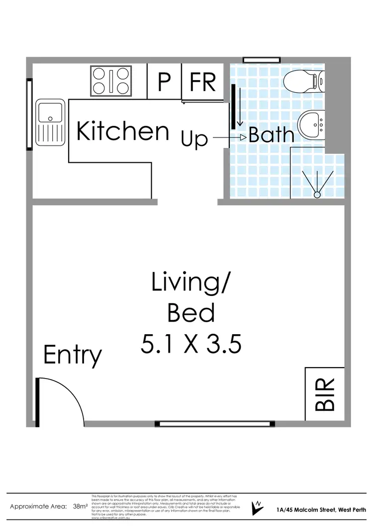 Floorplan of Homely apartment listing, 1A/45 Malcolm Street, West Perth WA 6005