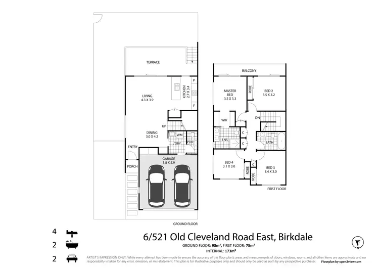 Floorplan of Homely townhouse listing, 6/521 Old Cleveland Road, Birkdale QLD 4159