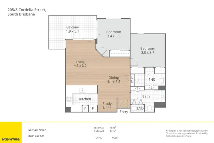 Floorplan of Homely apartment listing, 205/8 Cordelia Street, South Brisbane QLD 4101
