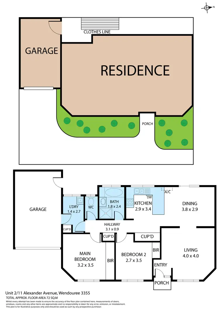 Floorplan of Homely townhouse listing, 2/11 Alexander Avenue, Wendouree VIC 3355