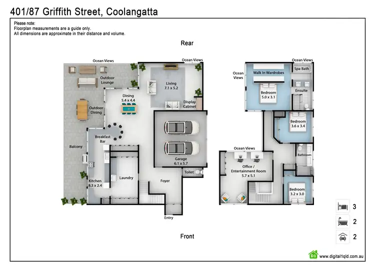Floorplan of Homely unit listing, 401/87 Griffith Street, Coolangatta QLD 4225