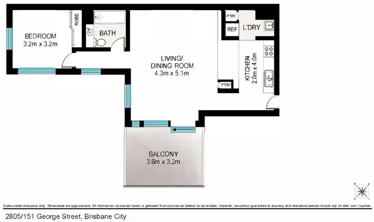 Floorplan of Homely apartment listing, 2805/151 George Street, Brisbane City QLD 4000