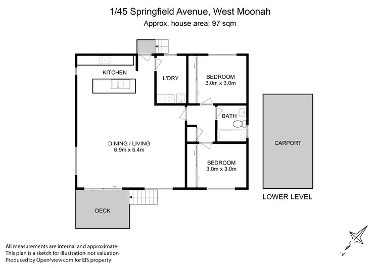 Floorplan of Homely unit listing, 1/45 Springfield Avenue, West Moonah TAS 7009