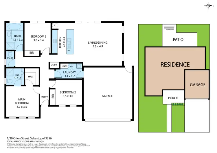 Floorplan of Homely townhouse listing, 1/30 Orion Street, Sebastopol VIC 3356