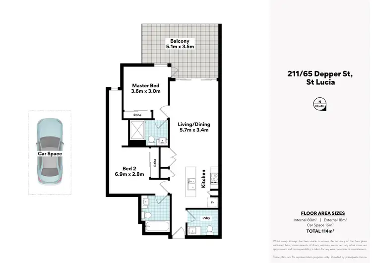 Floorplan of Homely apartment listing, 211/65 Depper Street, St Lucia QLD 4067