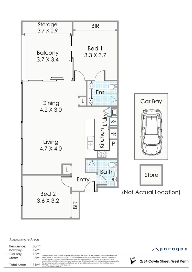 Floorplan of Homely apartment listing, 2/34 Cowle Street, West Perth WA 6005