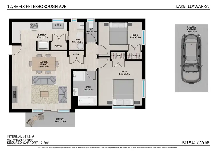Floorplan of Homely house listing, 12/46-48 Peterborough Avenue, Lake Illawarra NSW 2528