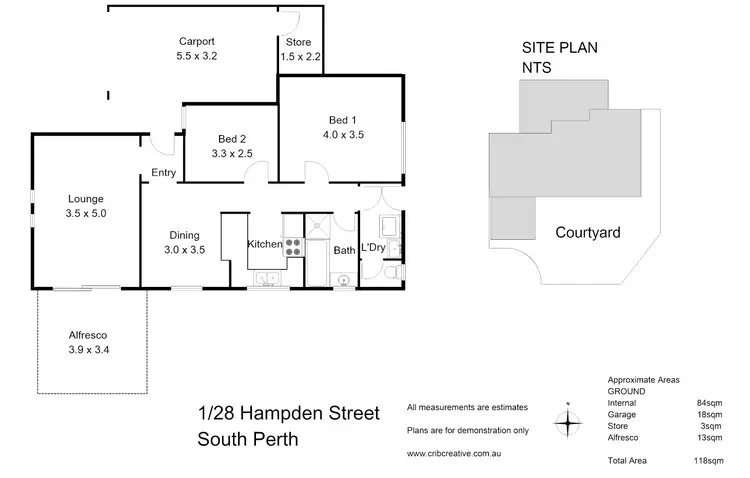Floorplan of Homely unit listing, 1/28 Hampden Street, South Perth WA 6151