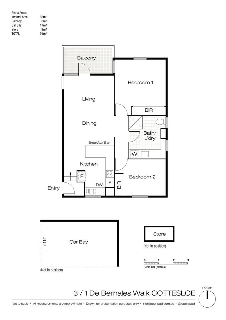 Floorplan of Homely apartment listing, 3/1 DE BERNALES WALK, Cottesloe WA 6011