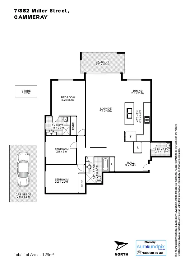 Floorplan of Homely apartment listing, 7/382 Miller Street, Cammeray NSW 2062
