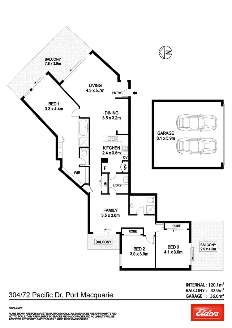 Floorplan of Homely unit listing, 304/71-73 Pacific Drive, Port Macquarie NSW 2444
