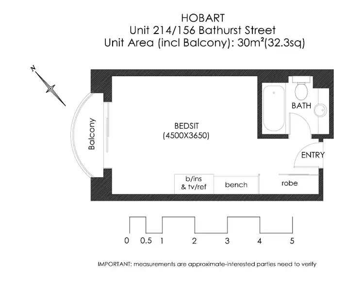 Floorplan of Homely unit listing, 214/156 Bathurst Street, Hobart TAS 7000