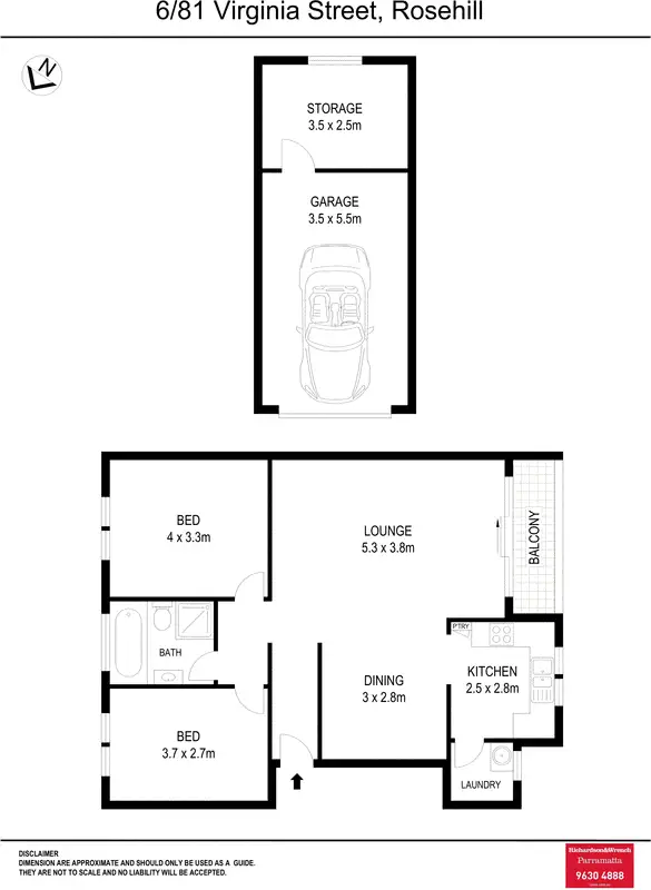 Floorplan of Homely unit listing, 6/81 Virginia Street, Rosehill NSW 2142