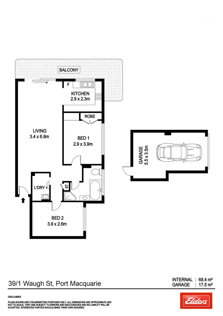Floorplan of Homely unit listing, 39/1 Waugh Street, Port Macquarie NSW 2444