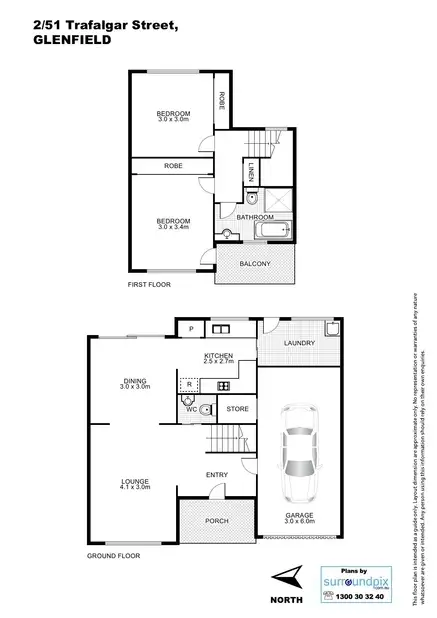 Floorplan of Homely townhouse listing, 2/51 Trafalgar Street, Glenfield NSW 2167
