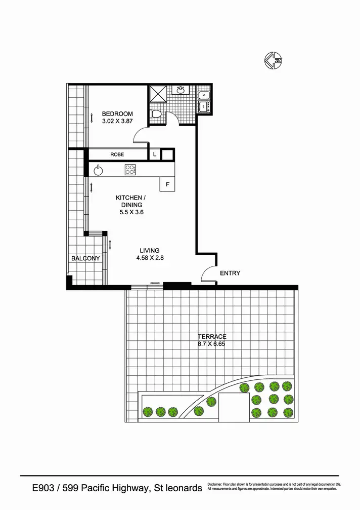 Floorplan of Homely apartment listing, E903/599 Pacific Highway, St Leonards NSW 2065