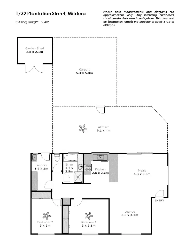Floorplan of Homely unit listing, 1/32 Plantation Street, Mildura VIC 3500