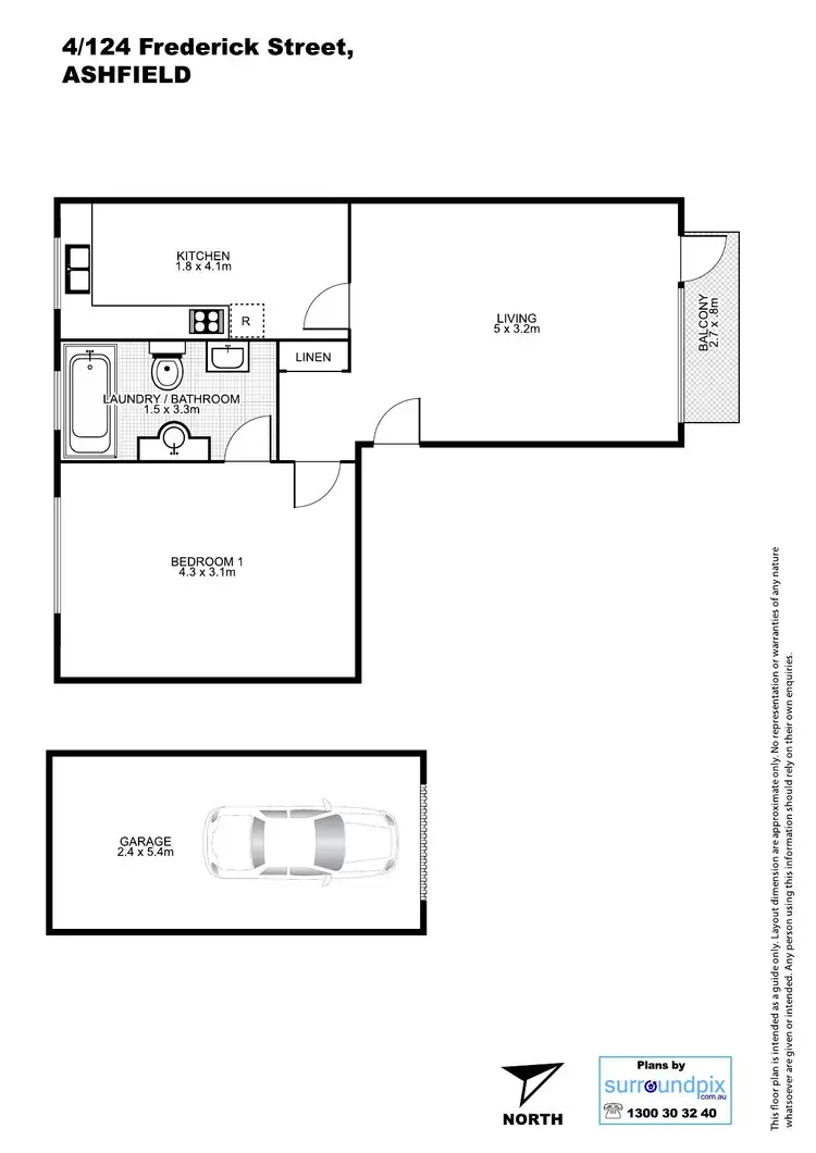 Floorplan of Homely unit listing, 4/124 Frederick Street, Ashfield NSW 2131