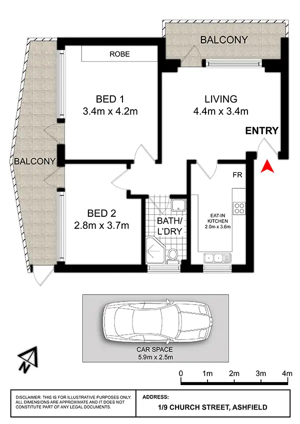 Floorplan of Homely apartment listing, 1/9 Church Street, Ashfield NSW 2131