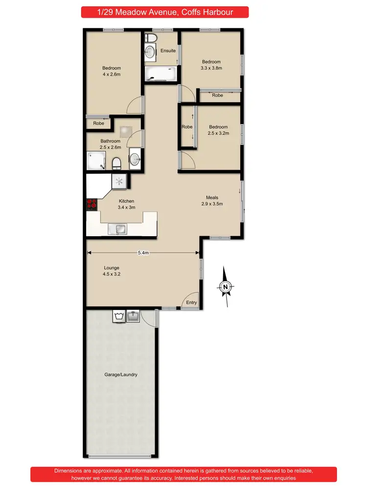 Floorplan of Homely townhouse listing, 1/29 Meadow Street, Coffs Harbour NSW 2450