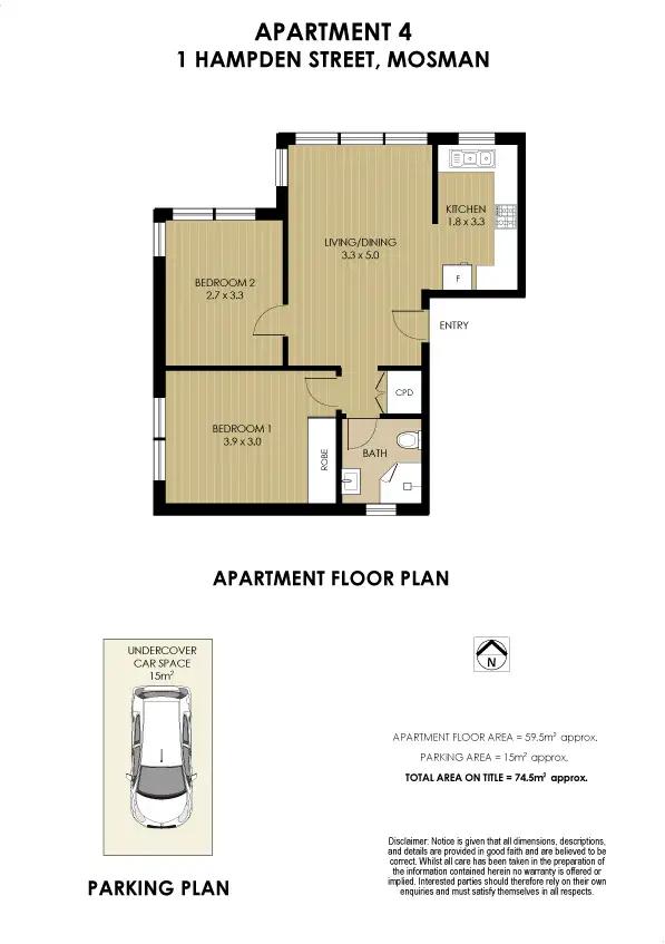 Floorplan of Homely apartment listing, 4/1 Hampden Street, Mosman NSW 2088