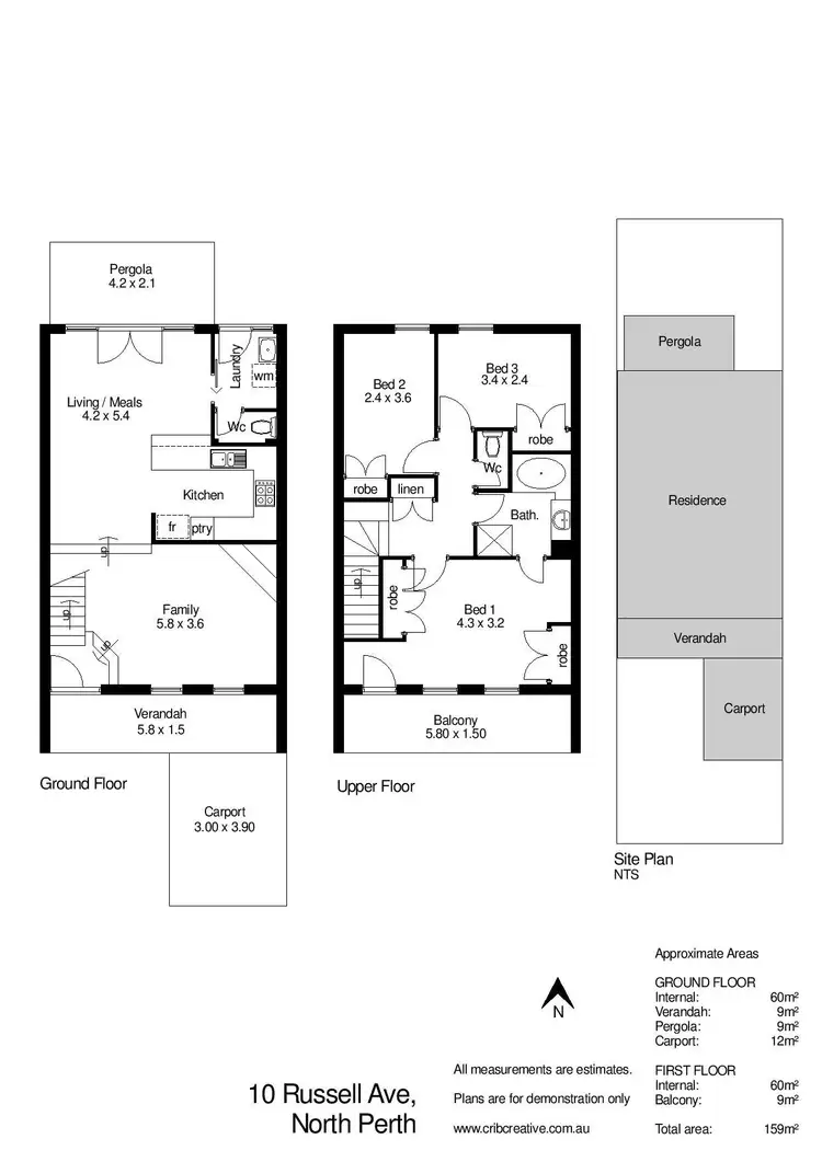 Floorplan of Homely townhouse listing, 10 Russell Avenue, North Perth WA 6006
