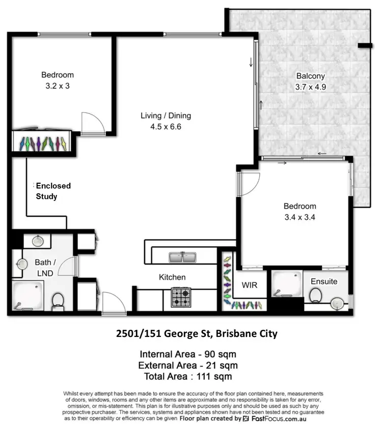Floorplan of Homely apartment listing, 2501/151 George Street, Brisbane City QLD 4000