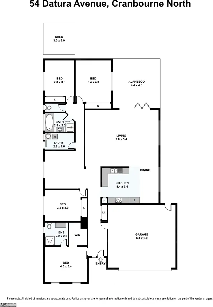 Floorplan of Homely house listing, 54 Datura Avenue, Cranbourne North VIC 3977