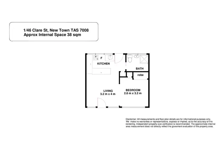 Floorplan of Homely unit listing, 1/46 Clare Street, New Town TAS 7008