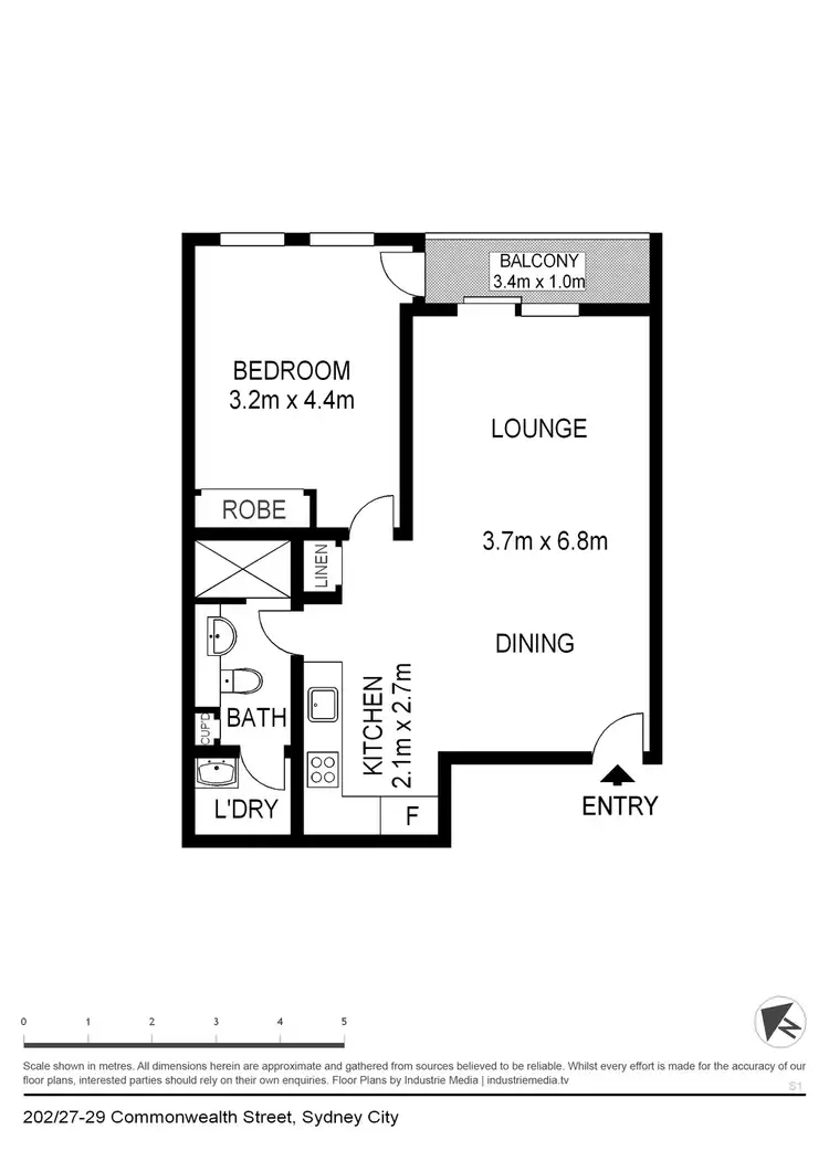Floorplan of Homely apartment listing, 202/27-29 Commonwealth Street, Surry Hills NSW 2010