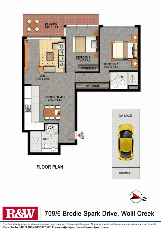 Floorplan of Homely apartment listing, 709/6 Brodie Spark Drive, Wolli Creek NSW 2205