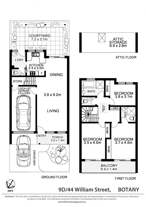 Floorplan of Homely townhouse listing, 9D/44 William Street, Botany NSW 2019